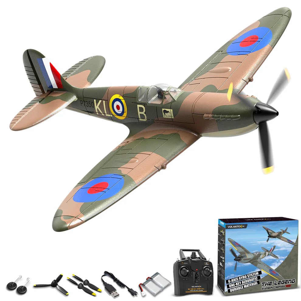 VOLANTEXRC Spitfire 400mm RTF RC Warbirds Mini RC Airplane 4CH 15.7''-76112