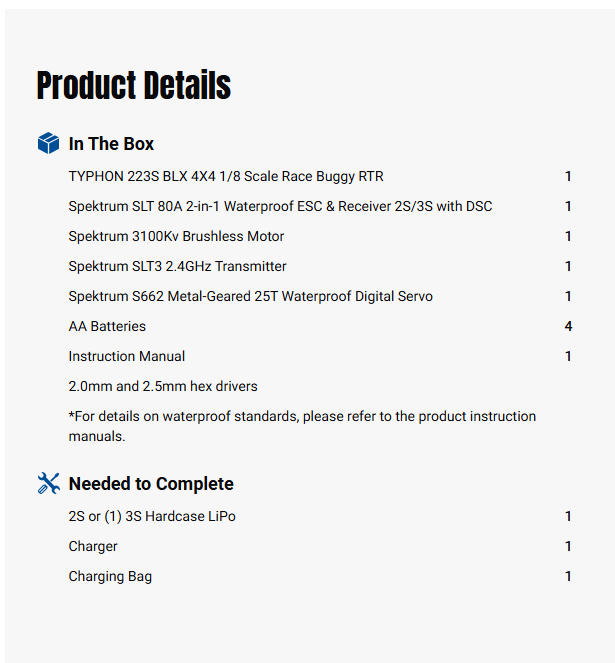 1/8 TYPHON 223S DSC 4X4 RTR Brushless Buggy, Red