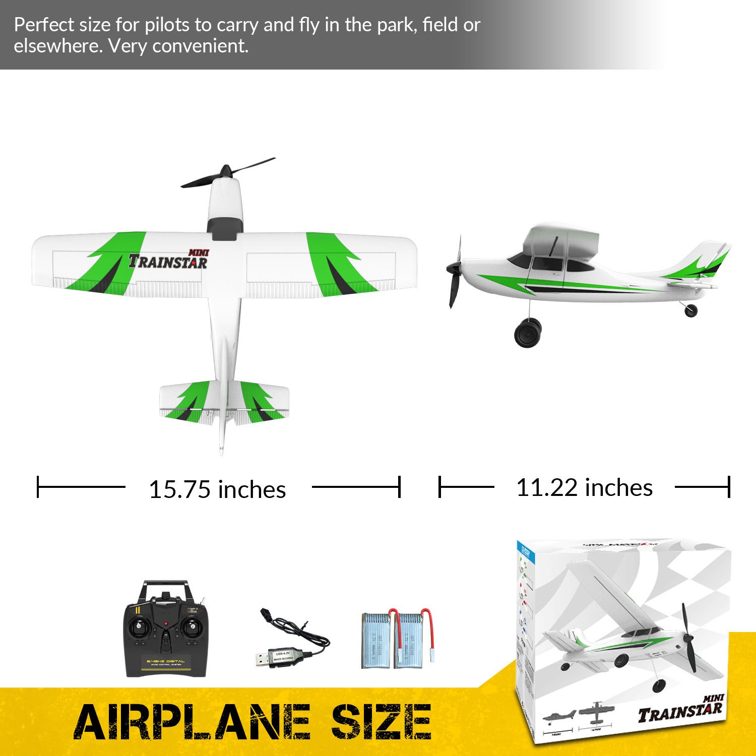 VOLANTEXRC Trainstar Mini 400mm RTF RC Trainer Airplane 3CH -76101