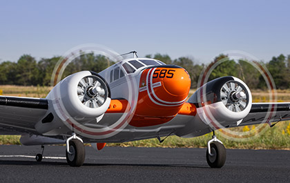 Versatile Twin Power for the E-flite Beechcraft D18/RC-45J 1.5m RC Airplane