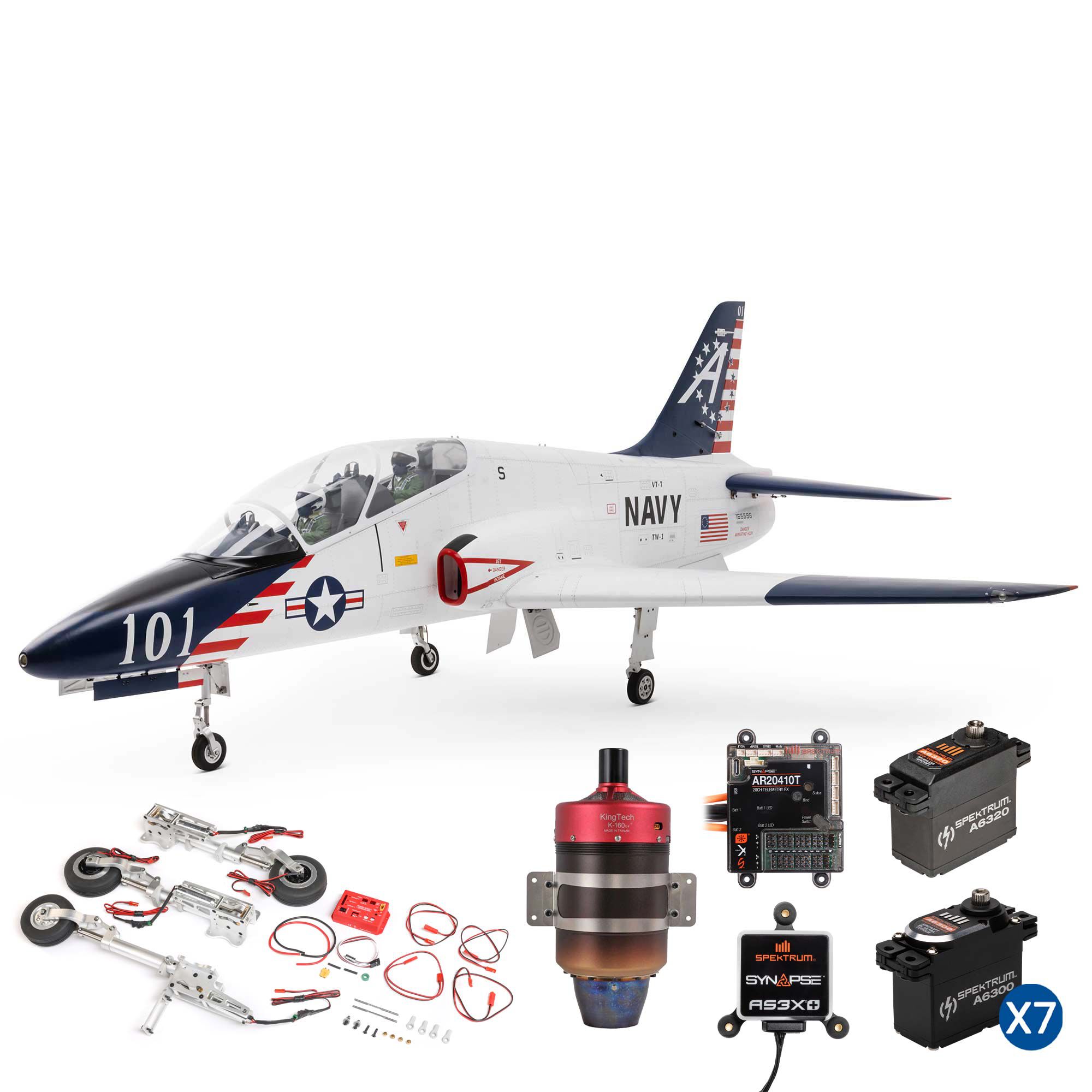 Hawk/T-45 140-160N ARF with Retract Set, KingTech K-160G4+, Spektrum AR20410T Receiver, Synapse AS3X+ Module, and Spektrum Servos