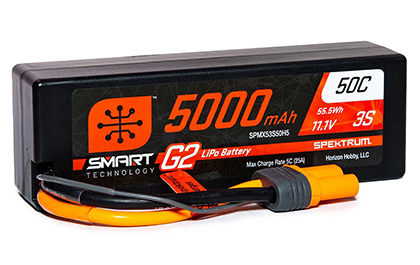 Spektrum&trade; 5000mAh 3S Smart G2 Lipo 50C; IC5 Battery (two batteries included)