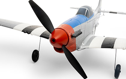 Durable HobbyZone P-51D Mustang Micro 450mm RTF electric airplane (HBZ-1251) with SAFE Technology - Crash-resistant construction.