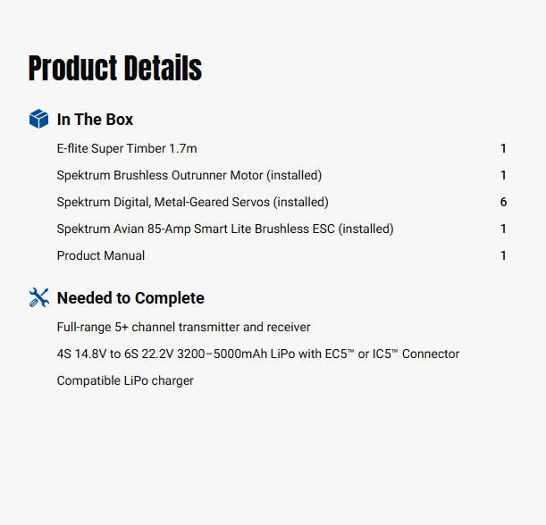 E-flite Super Timber 1.7m PNP-EFL02575