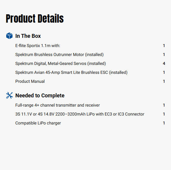 E-flite Sportix 1.1m PNP-EFL10775