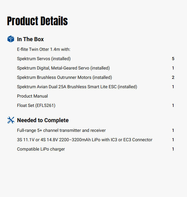 E-flite DHC-6 Twin Otter 1.4m PNP Combo with Floats-EFL32075CF