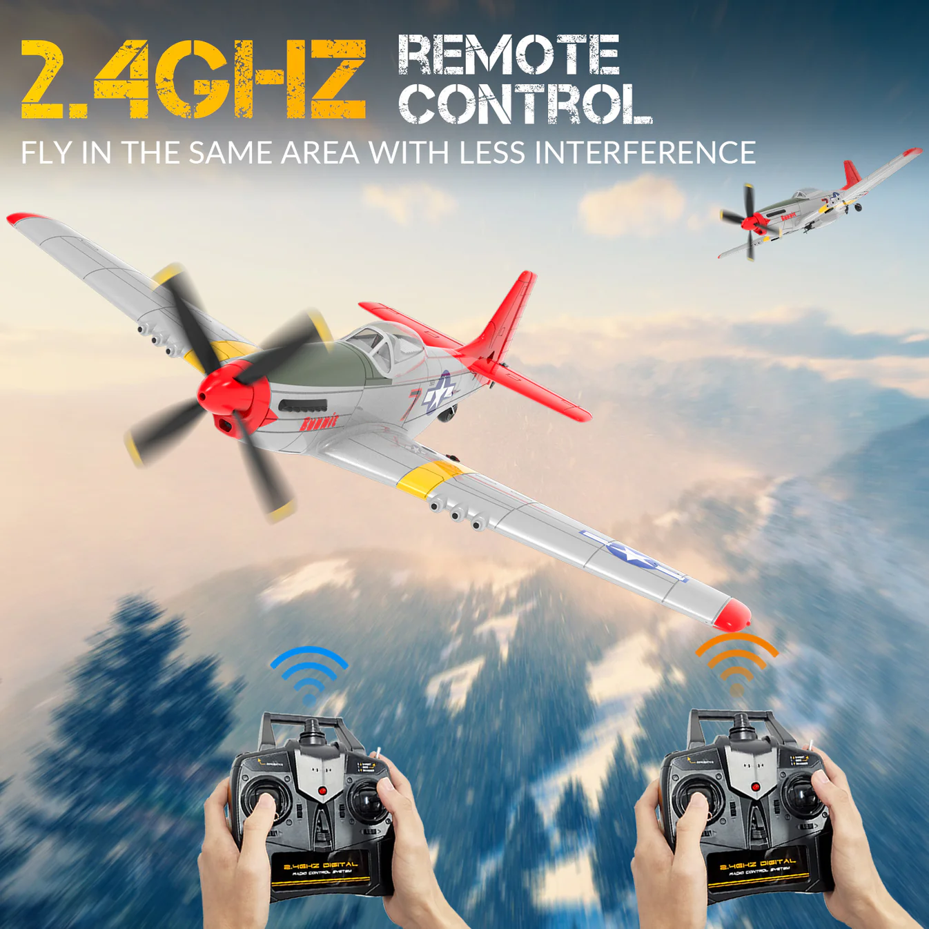 VOLANTEXRC Mustang P51 Red 400mm 4CH RTF-76105