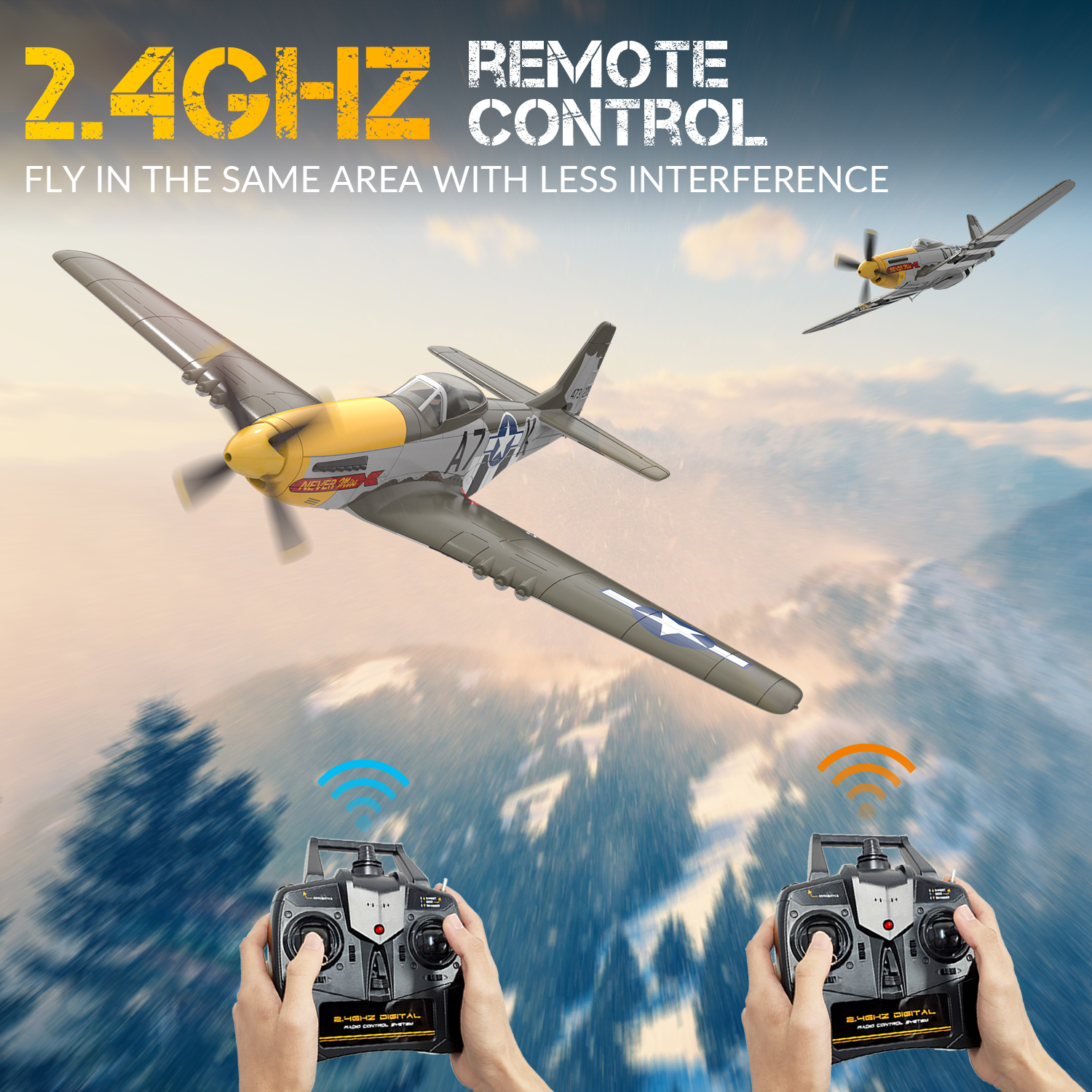 Volantex P-51 Mustang Brushless RC Warbird - 500mm Wingspan, RTF With 2 Batteries