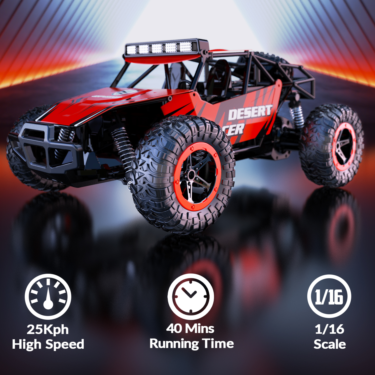 RACENT Desert Racer 1/16 RC Car for Kids All Terrain Remote Control Car RC Rock Crawler