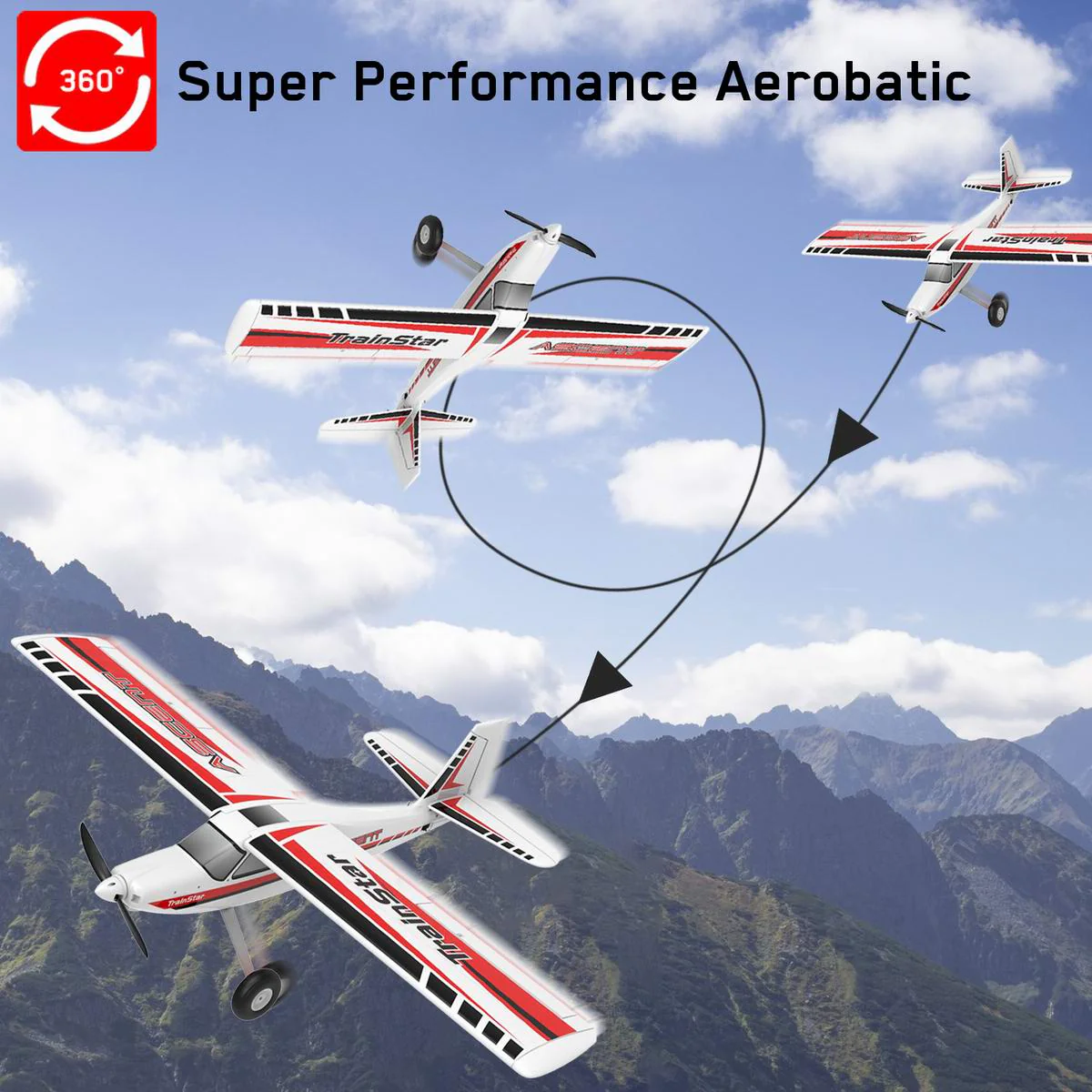 VOLANTEXRC TrainStar ASCENT 1400MM PNP RC Trainer Plane 4CH with Over-Grade Power 55.1''-74708