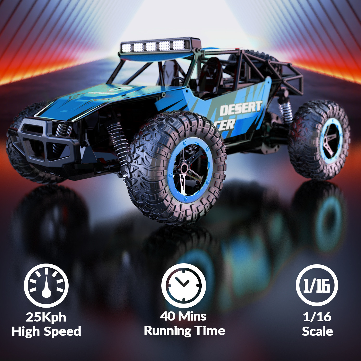 RACENT Desert Racer 1/16 RC Car for Kids All Terrain Remote Control Car RC Rock Crawler