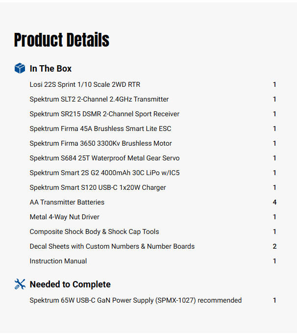 Losi 1/10 22S Sprint 2WD Brushless RTR (Battery & Charger Included), Red-LOS-2359