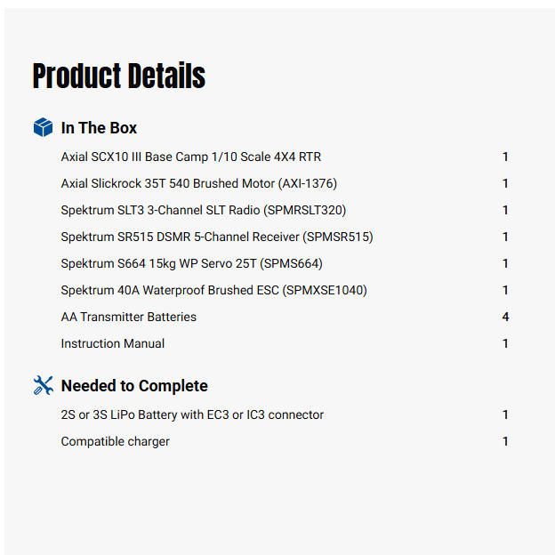 Axial 1/10 SCX10 III Base Camp 4X4 RTR Brushed Rock Crawler, Gray-AXI-1375T2
