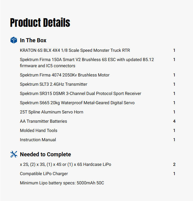 ARRMA KRATON 1/8 Scale Speed Monster Truck RTR