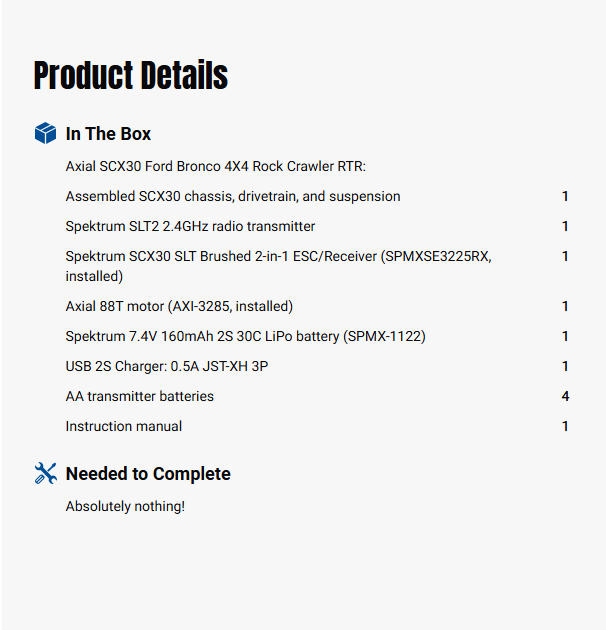 1/30 Axial SCX30 Ford Bronco (Battery & Charger Included)-AXI-2048T1