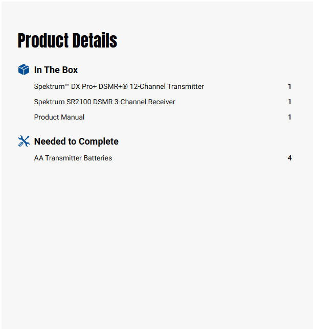 Spektrum DX Pro+ 12-Channel DSMR+ Transmitter with SR2100 Receiver-SPM5035