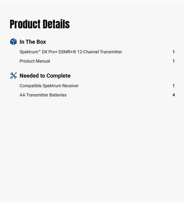 Spektrum DX Pro+ 12-Channel DSMR+ Transmitter Only-SPMR5035