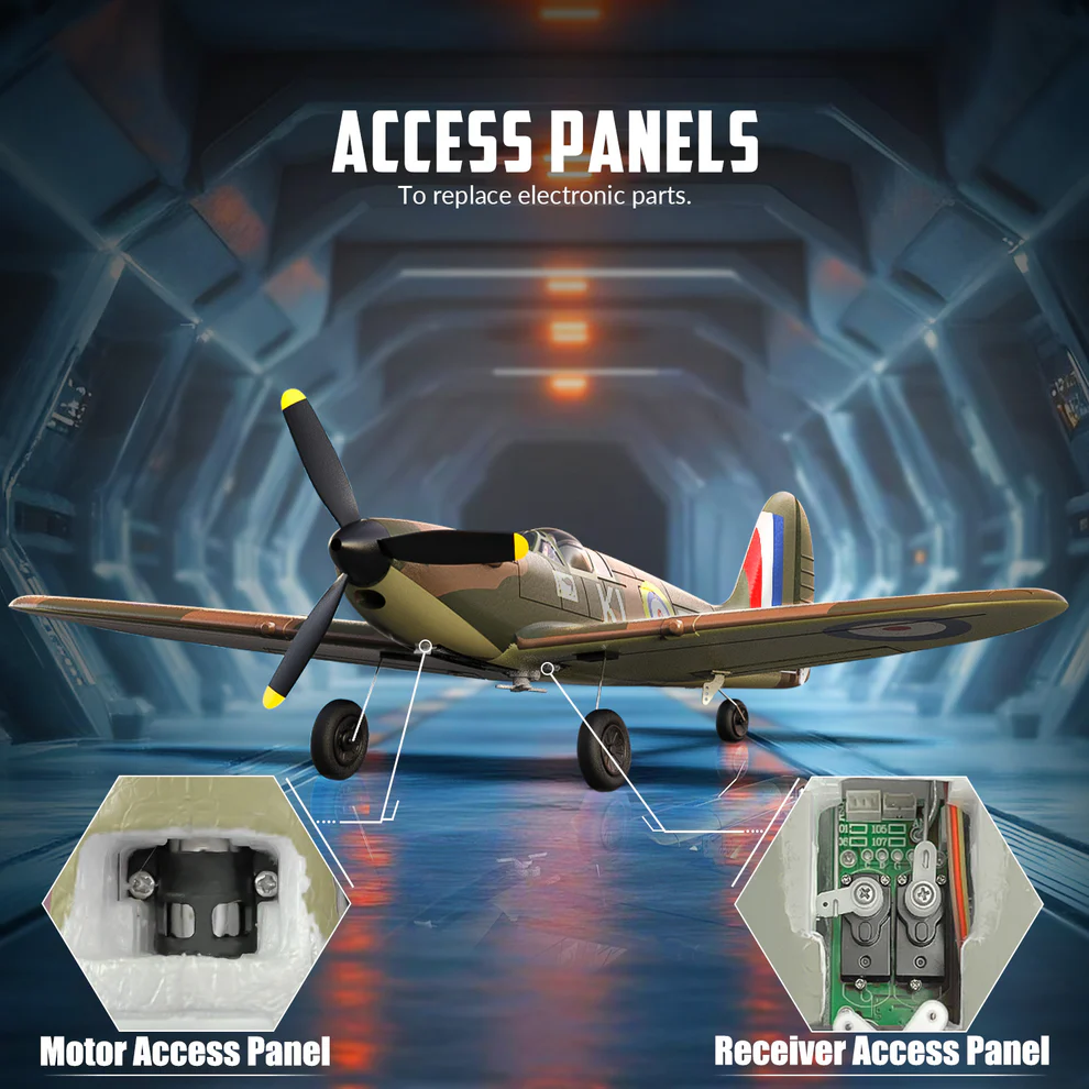 VOLANTEXRC Spitfire 400mm RTF RC Warbirds Mini RC Airplane 4CH 15.7''-76112