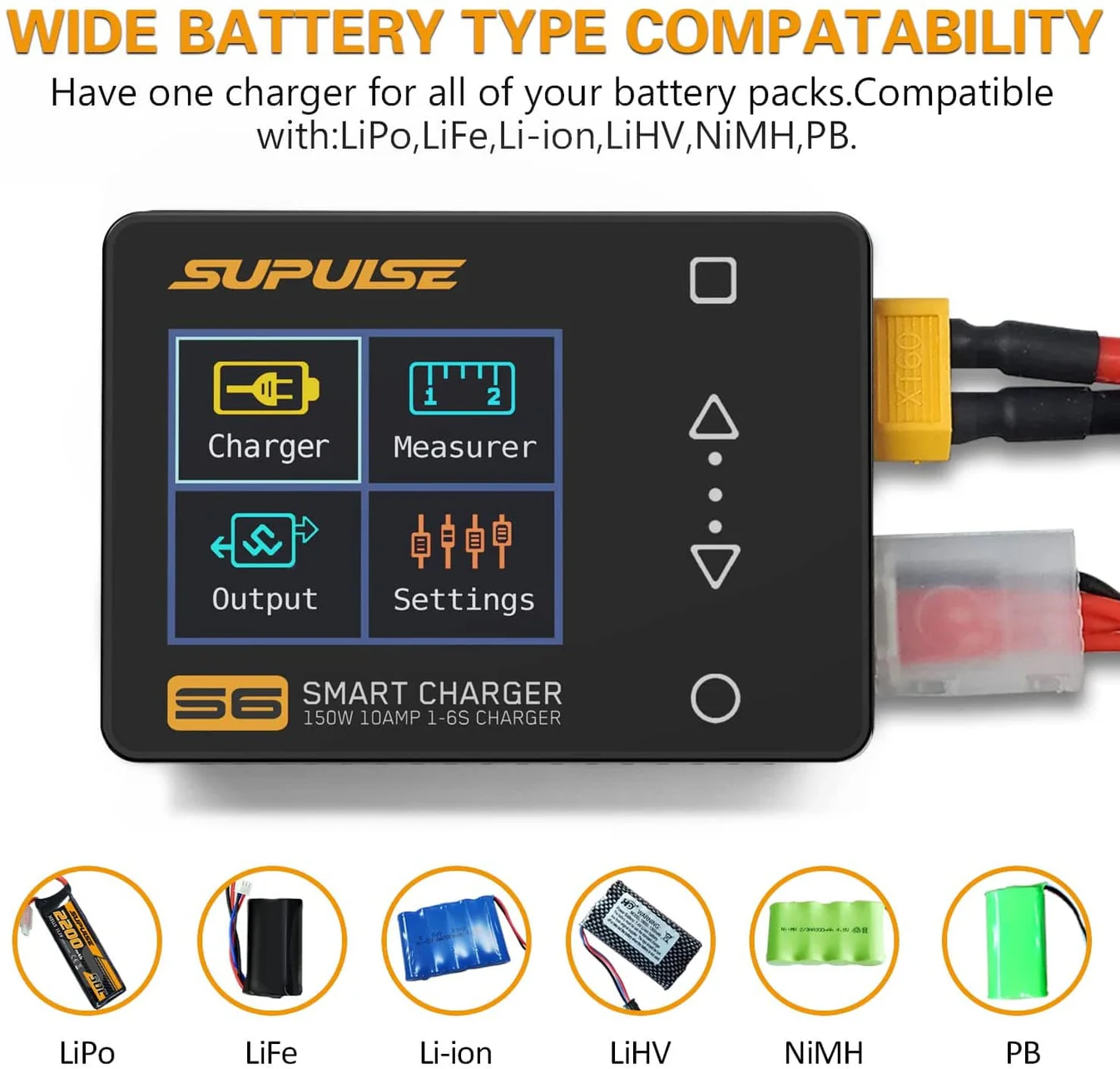 Skip to product information SUPULSE S6 Balance Charger Discharger for 1S-6S LiPo Battery NiMH/NiCD/Li-PO/Li-Fe/Pb