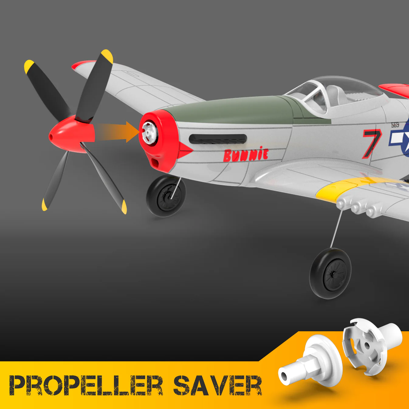 VOLANTEXRC Mustang P51 Red 400mm 4CH RTF-76105