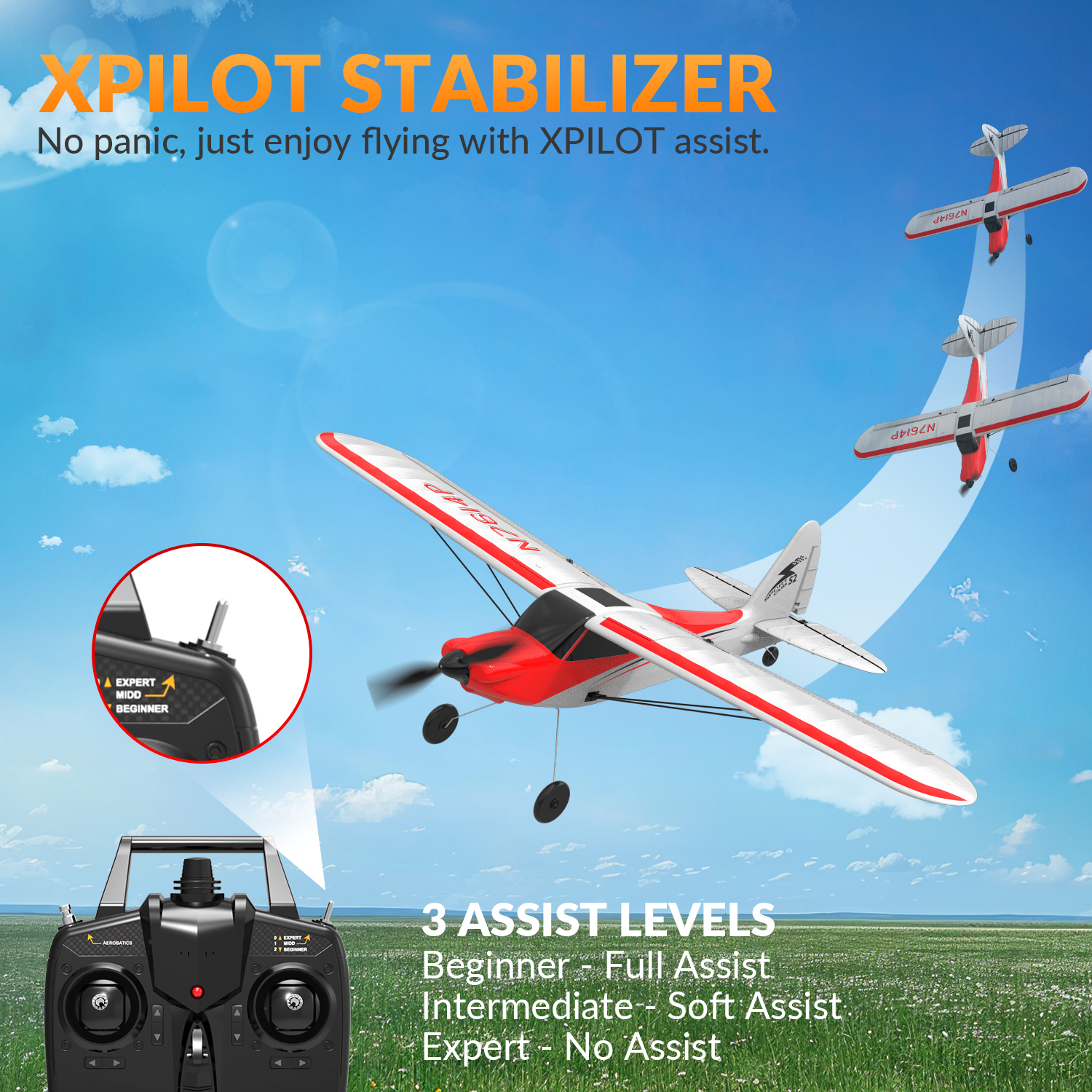 VOLANTEXRC Sport Cub 500mm RTF RC Trainer Airplane 4CH w/ Gyro 19.7''-76104