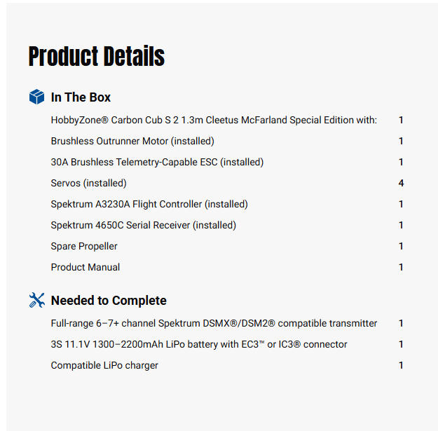 HobbyZone Carbon Cub S 2 1300mm Cleetus McFarland Special Edition BNF Basic-HBZ320051SE