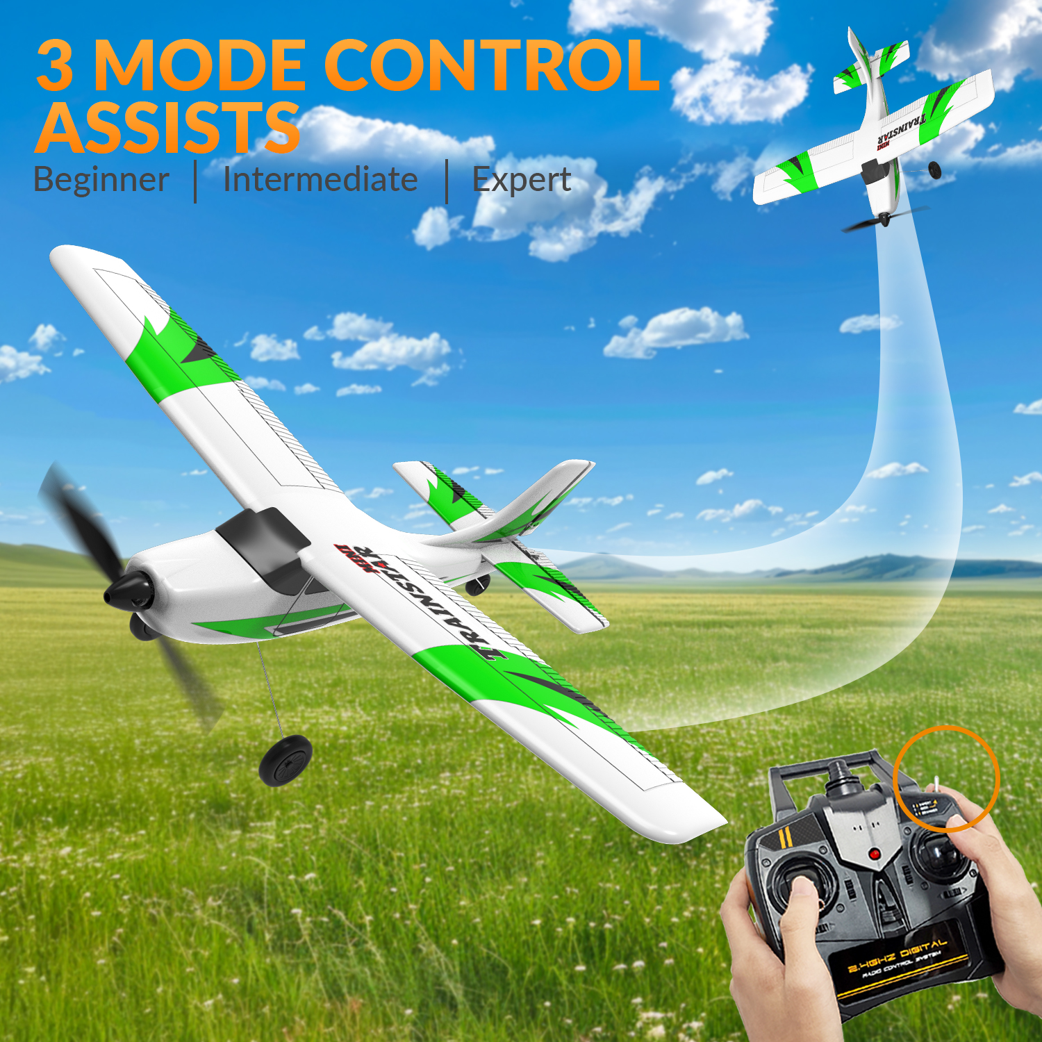 VOLANTEXRC Trainstar Mini 400mm RTF RC Trainer Airplane 3CH -76101