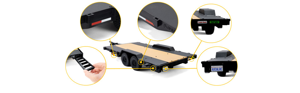 FLAT BED DESIGN WITH DUAL AXLE SETUP for the Axial SCX10 Flat Bed Vehicle Trailer