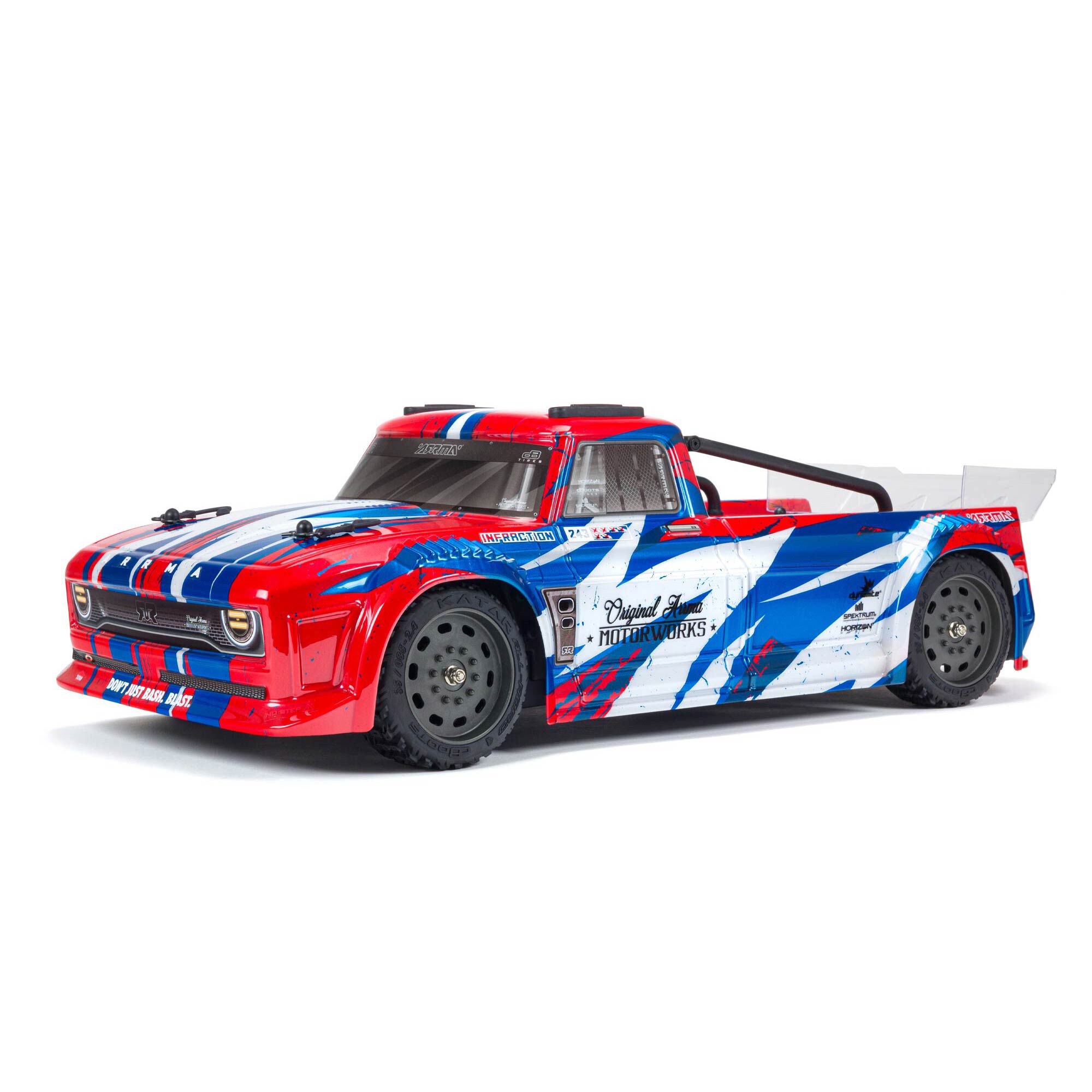 1/8 INFRACTION 4X4 RTR Brushed All-Road Street Bash (Battery & Charger Included), Red/Blue