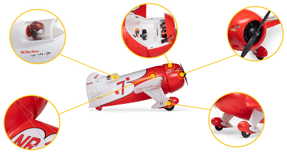Abundant Scale Detail for the E-flite Gee Bee R-2 1.0m RC Airplane