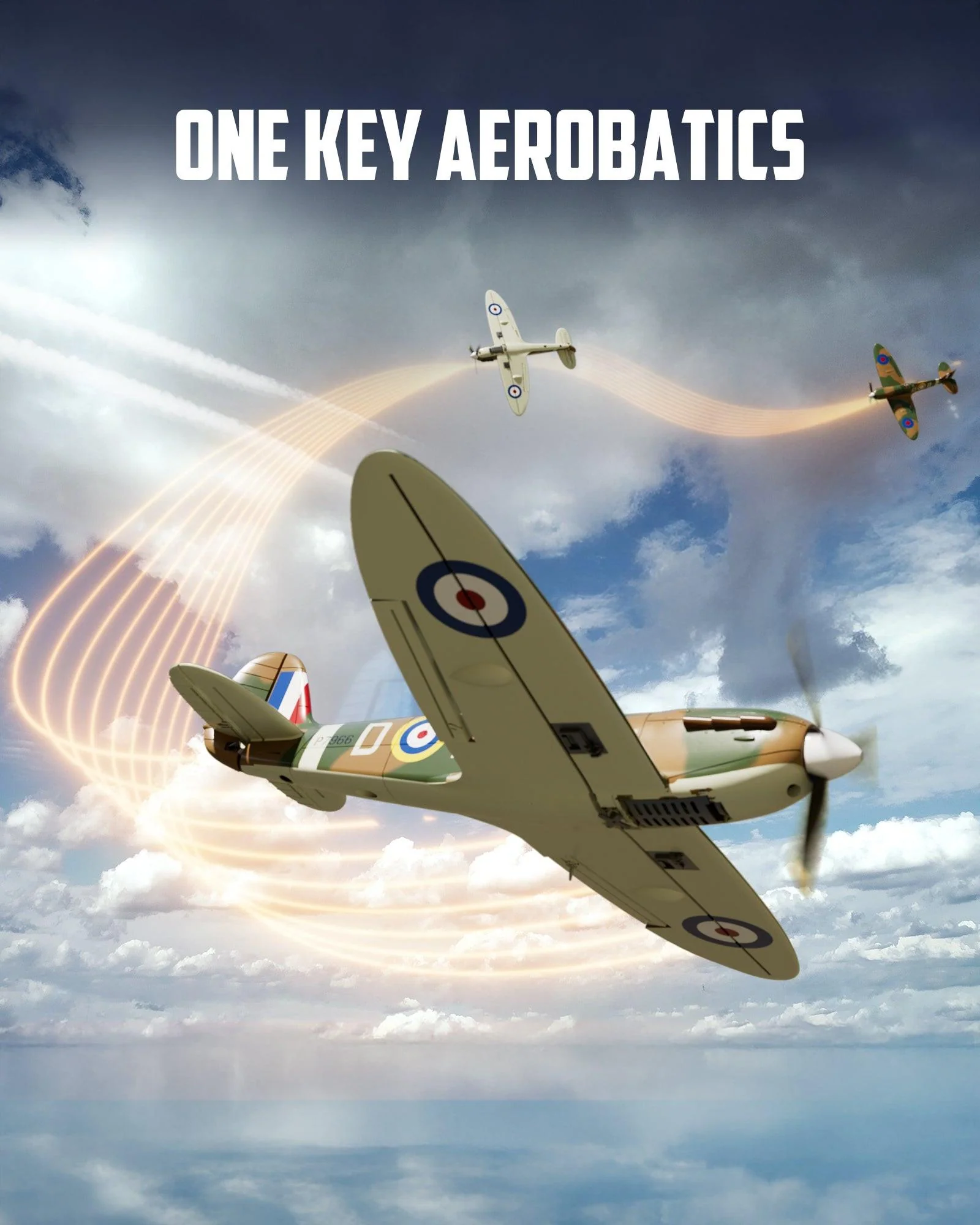 VOLANTEXRC 500MM Spitfire 4CH Brushless RC Plane RTF with XPilot Gyro | EXHOBBY