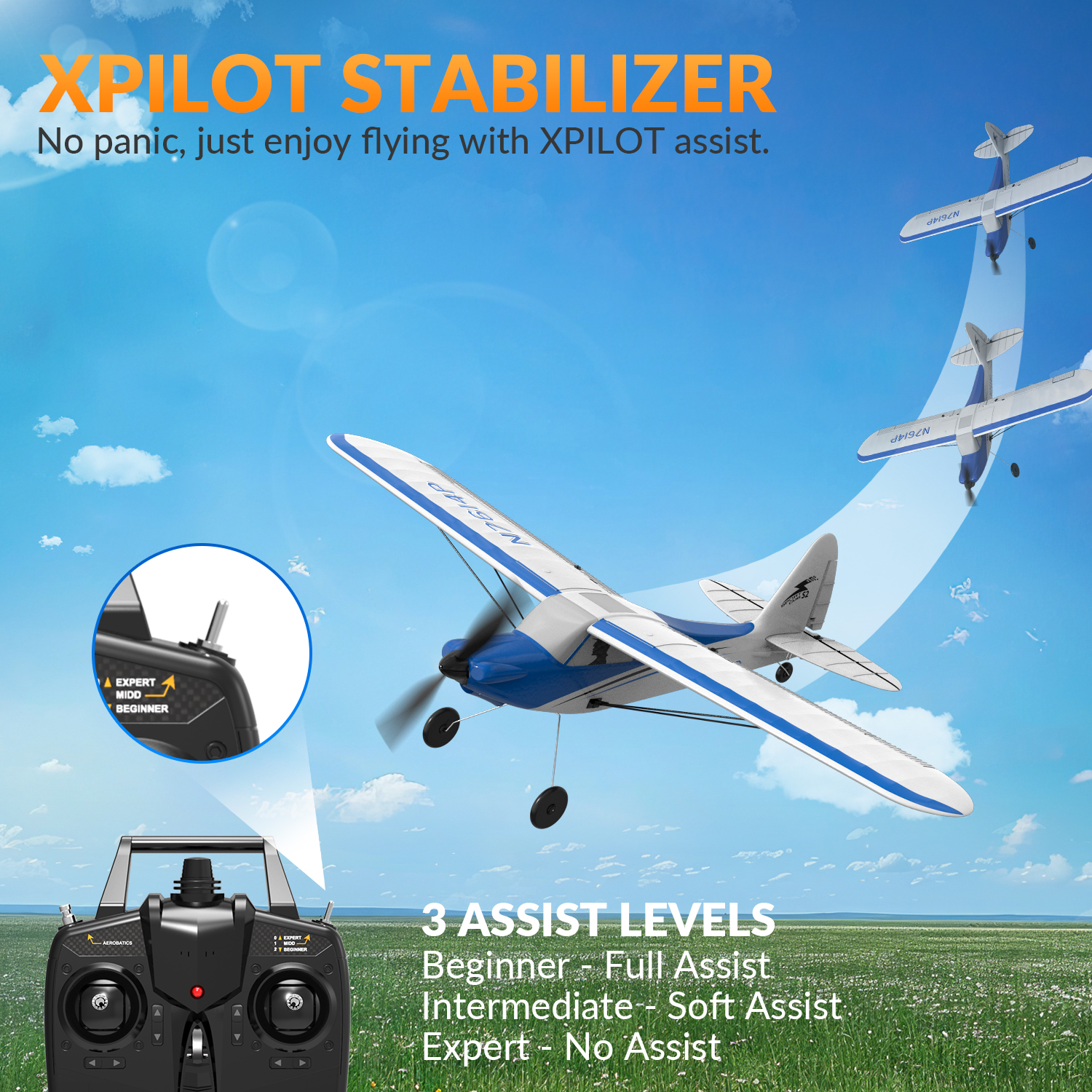 VOLANTEXRC Sport Cub 500mm RTF RC Trainer Airplane 4CH w/ Gyro 19.7''-76104