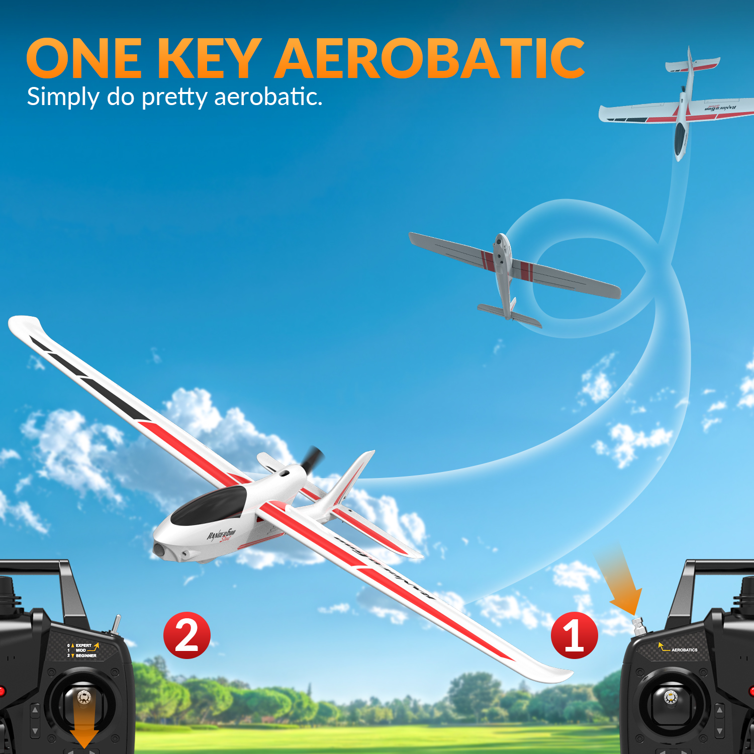 VOLANTEXRC Ranger 600S 600mm RTF 4CH RC Gliders Aircraft 23.6''-76102S