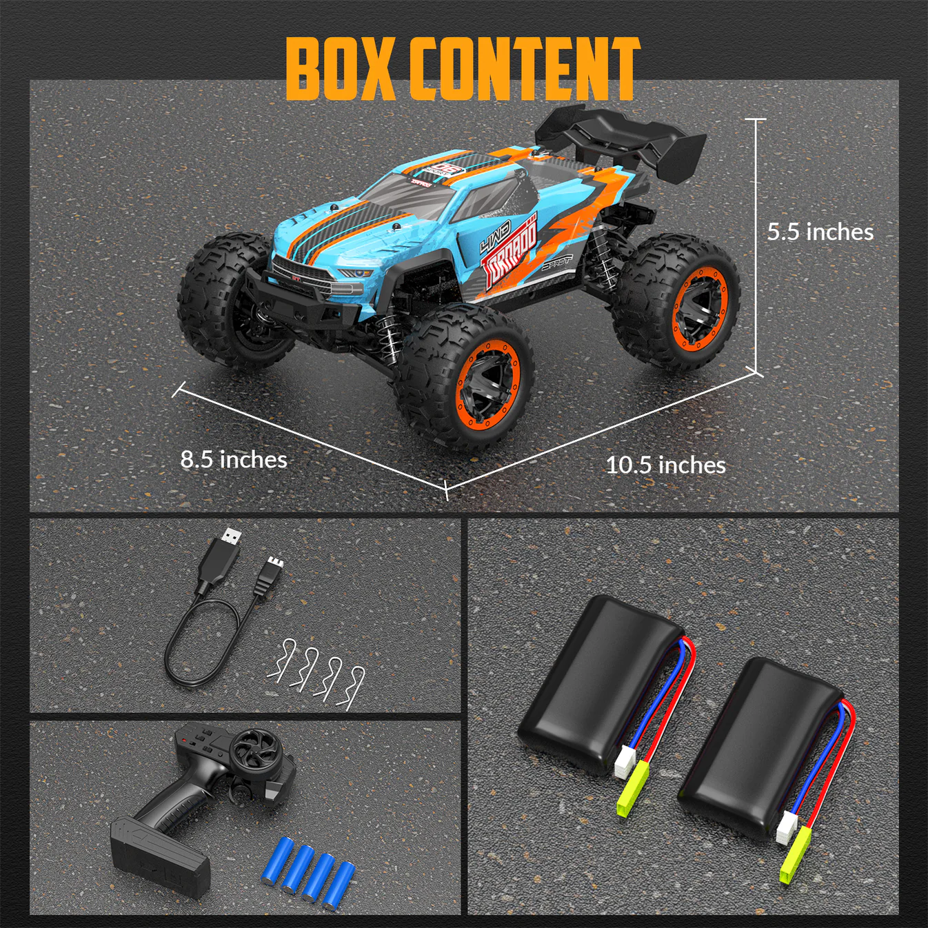 RACENT Tornado 1/16 4WD Off Road RC Monster Truck 30mph Fast High Speed