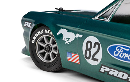 Authentic Muscle Car Stance for the Pro-Line 1/12 Goodyear Blue Streak VTA Front Tires Mounted 8mm Gray Wheels (2): Losi NASCAR® Race Car