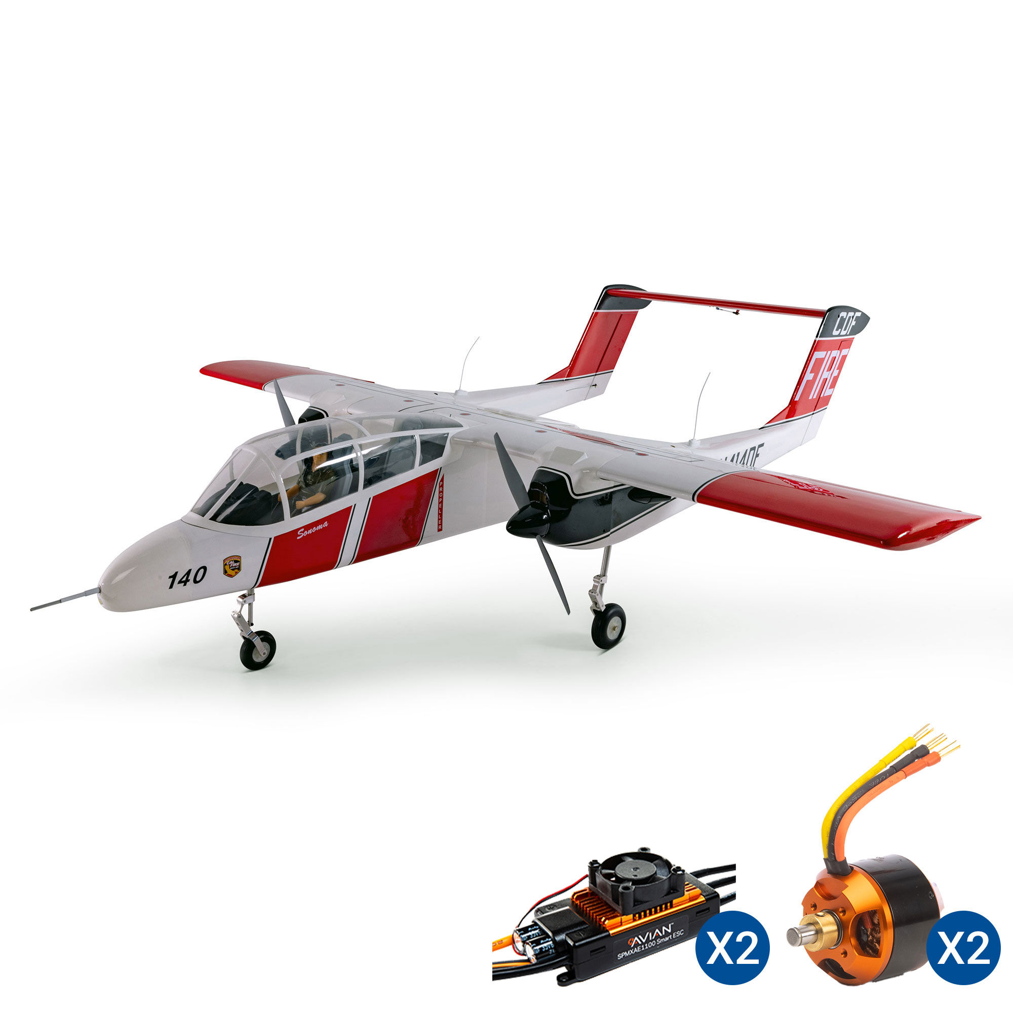 Hangar 9 2129mm OV-10 Bronco 20cc ARF w/ Landing Gear Set, Spektrum Avian Motors&ESCs Combo-HAN5055CEP