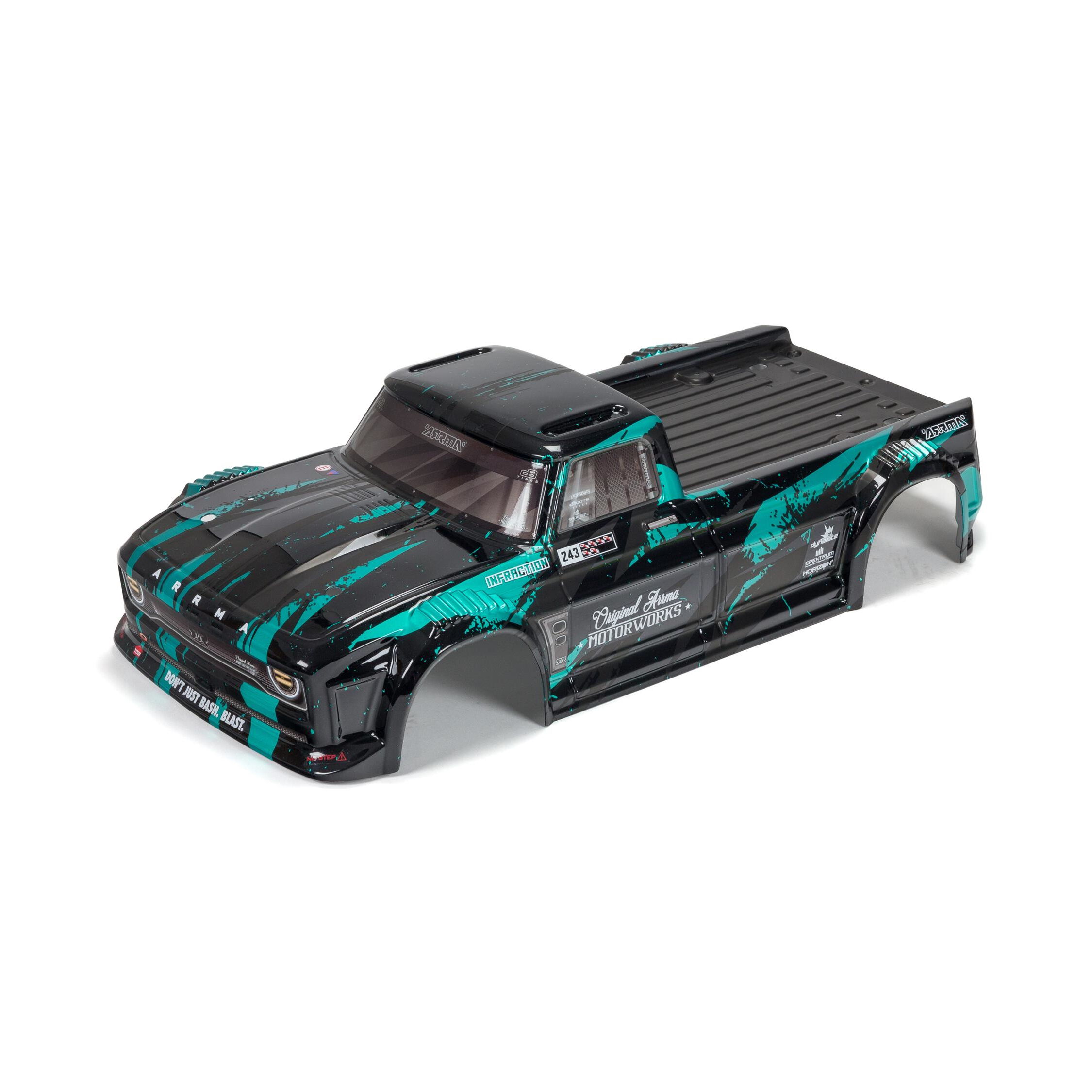 ARRMA 1:8 Finished Body, Black/Teal: INFRACTION-ARA414008
