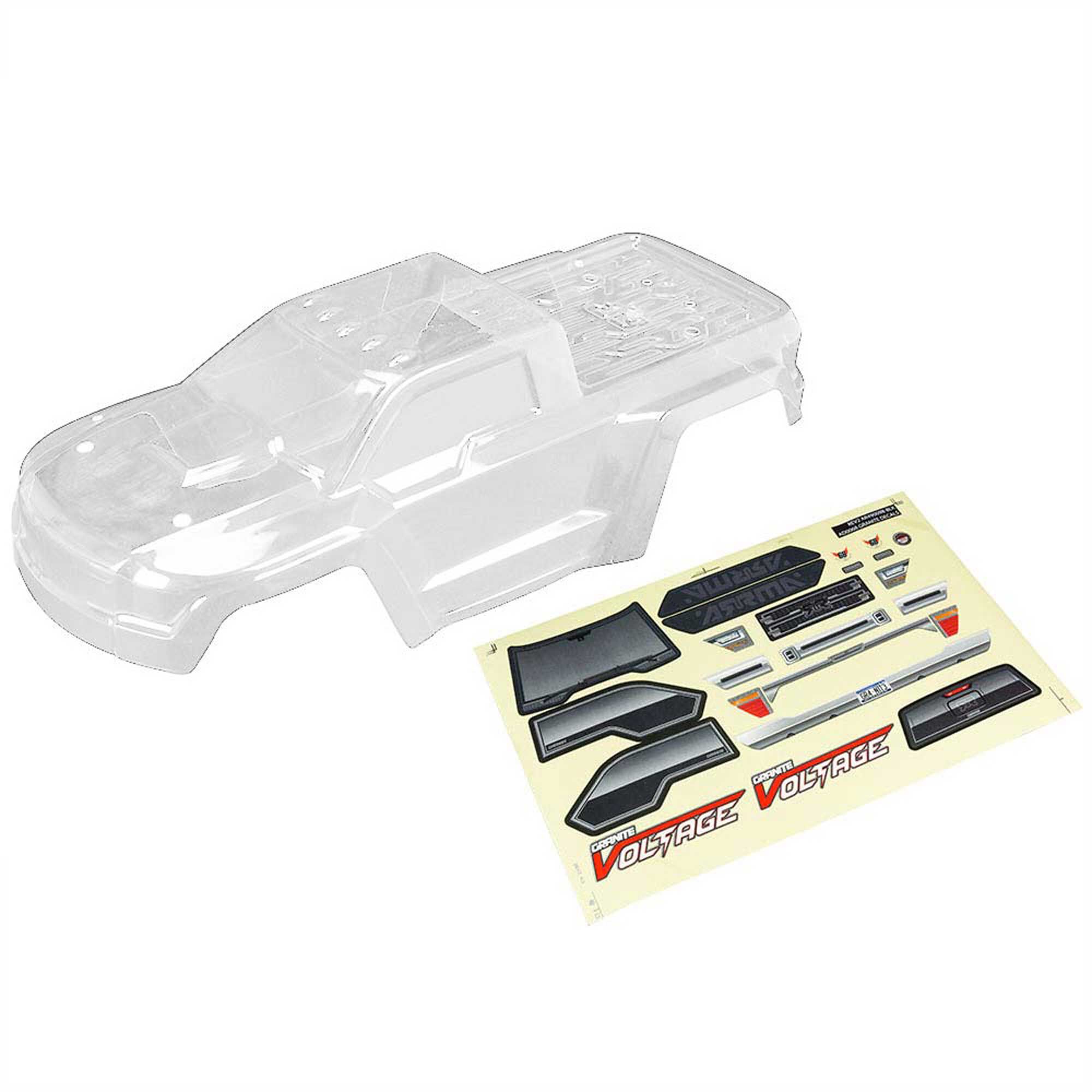 1/10 Bodyshell with Decals, Clear : GRANITE