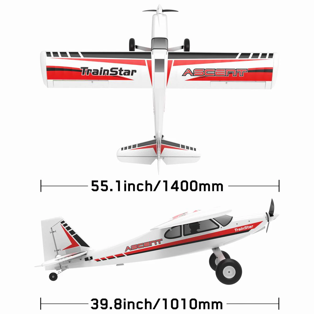 VOLANTEXRC TrainStar ASCENT 1400MM PNP RC Trainer Plane 4CH with Over-Grade Power 55.1''-74708