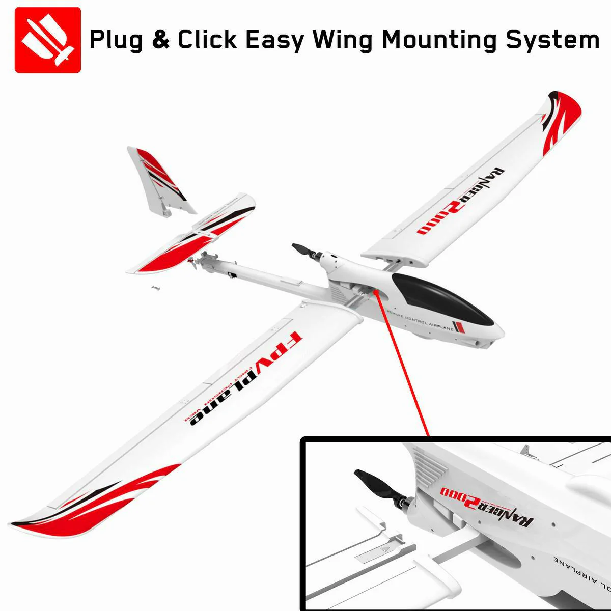VOLANTEXRC Ranger2000 PNP 2000mm RC Glider FPV RC Aircraft 5CH 78.7''-75708