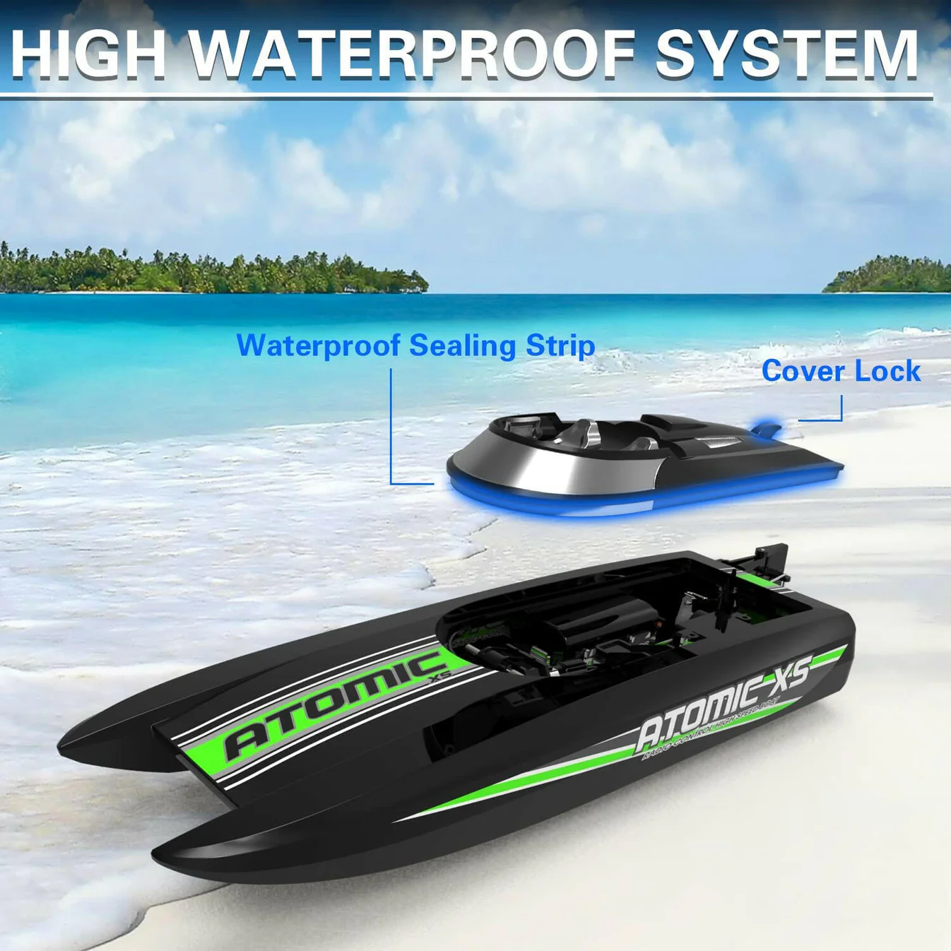 VOLANTEXRC AtomicXS Remote Control Boat for Kids Play in Pool Easy Running Great Gift Boat