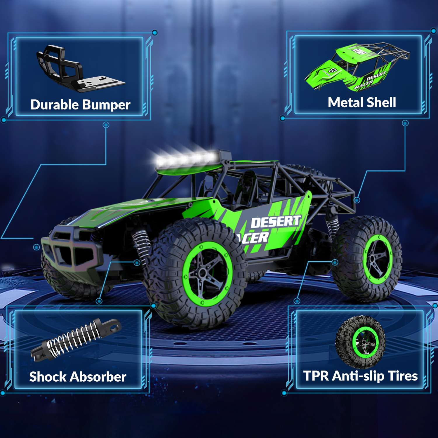 RACENT Desert Racer 1/16 RC Car for Kids All Terrain Remote Control Car RC Rock Crawler