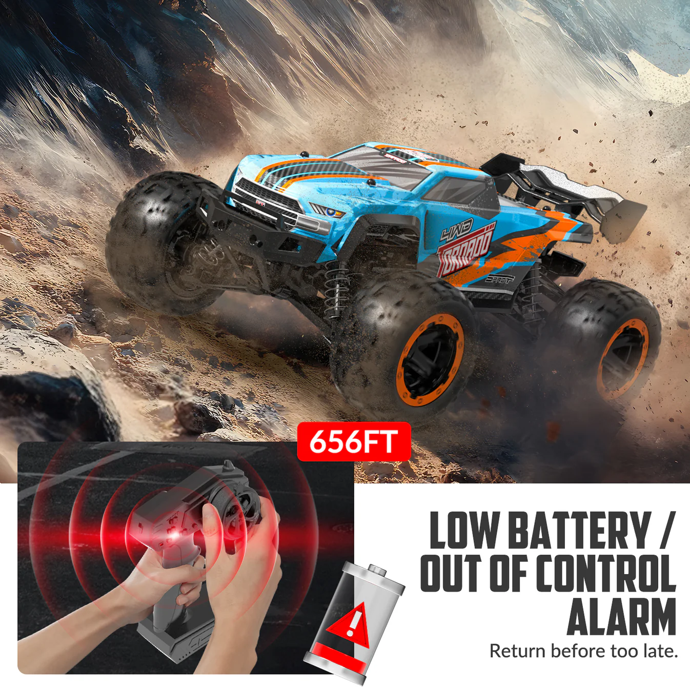 RACENT Tornado 1/16 4WD Off Road RC Monster Truck 30mph Fast High Speed
