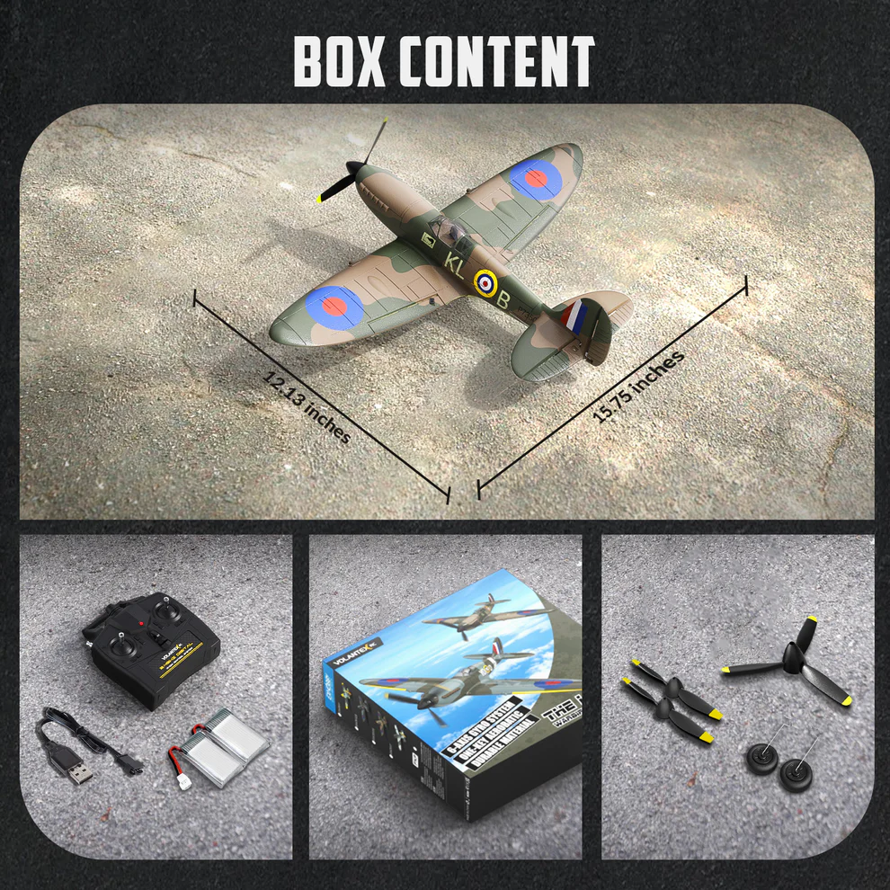 VOLANTEXRC Spitfire 400mm RTF RC Warbirds Mini RC Airplane 4CH 15.7''-76112