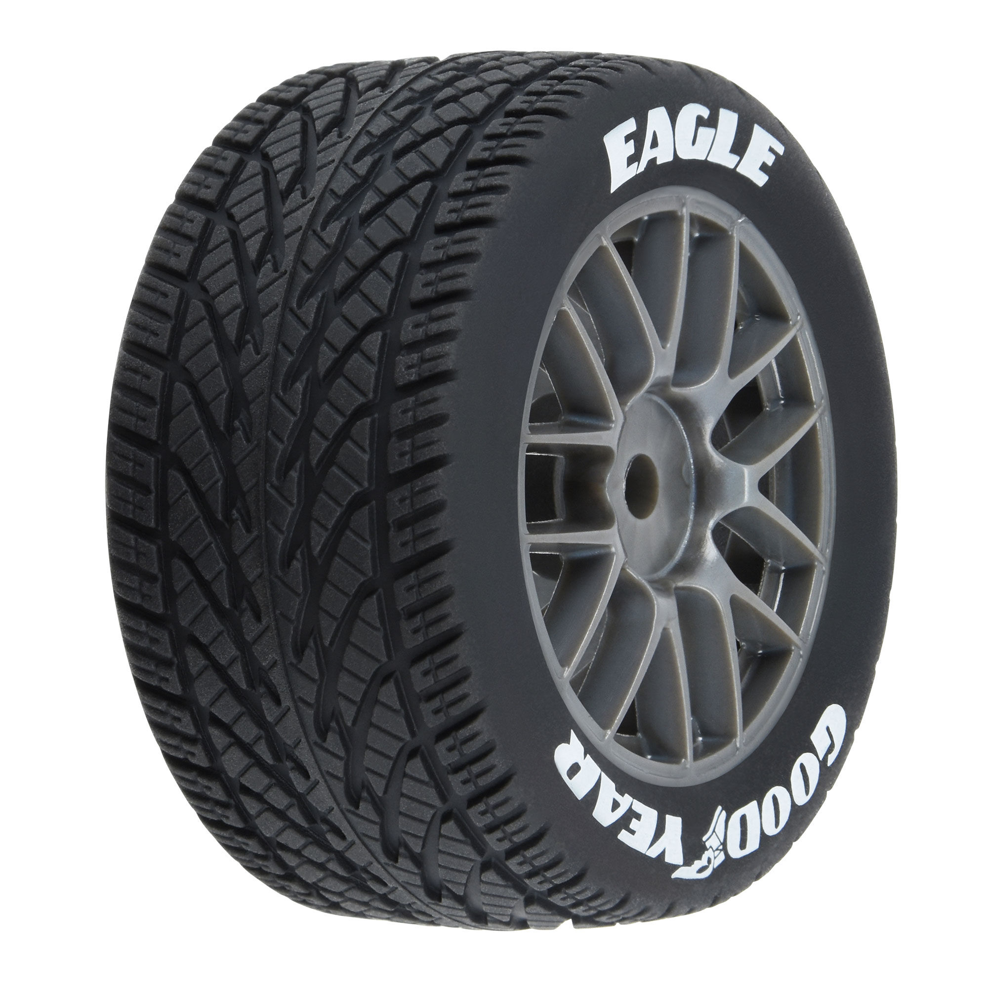 1/12 Goodyear Eagle Wet Tire F/R MTD Gray Wheels (4): Losi NASCAR