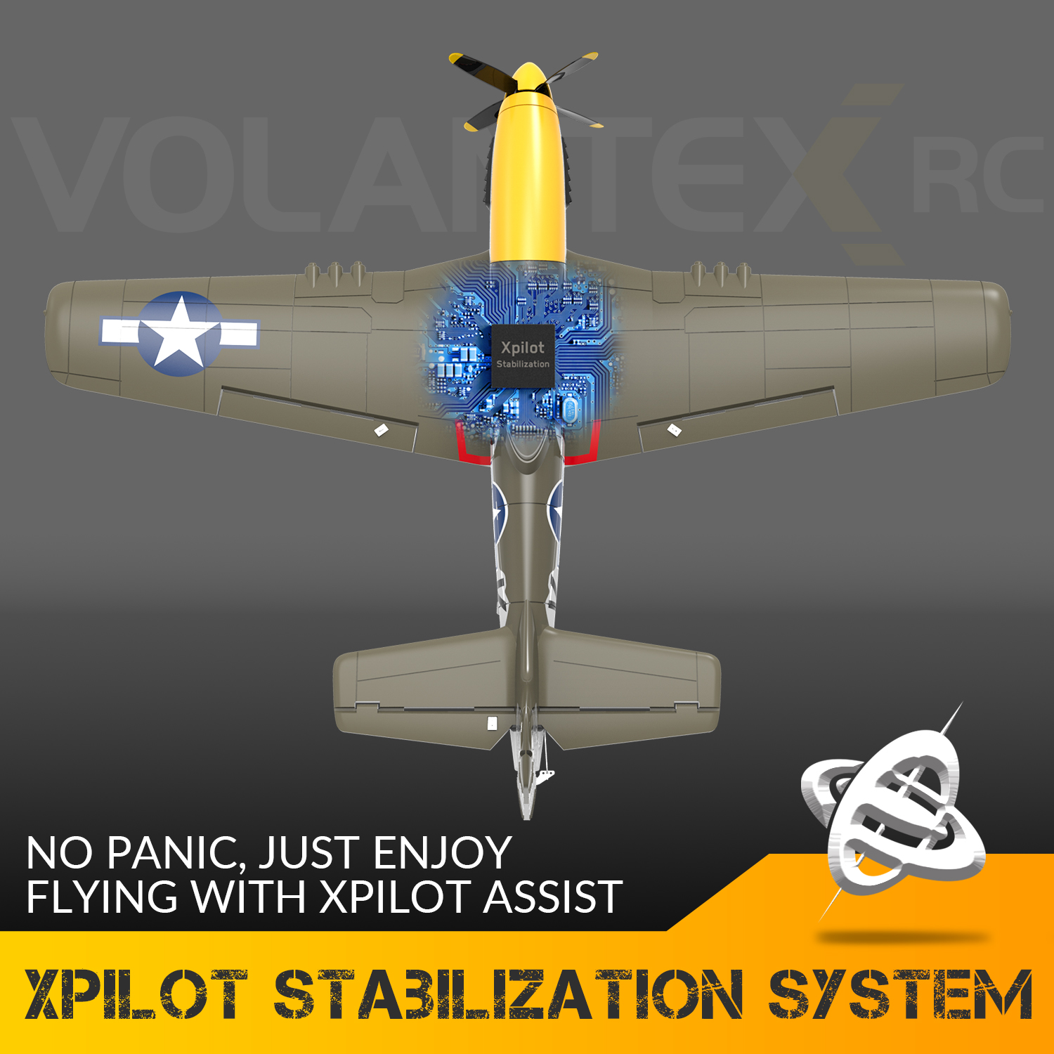 Xiangtat Avión RC 4-CH RC P51 Mustang listo para volar, avión de control remoto de la Segunda Guerra Mundial con sistema de estabilización Xpilot, acrobático aeronave de una llave (761-5 RTF