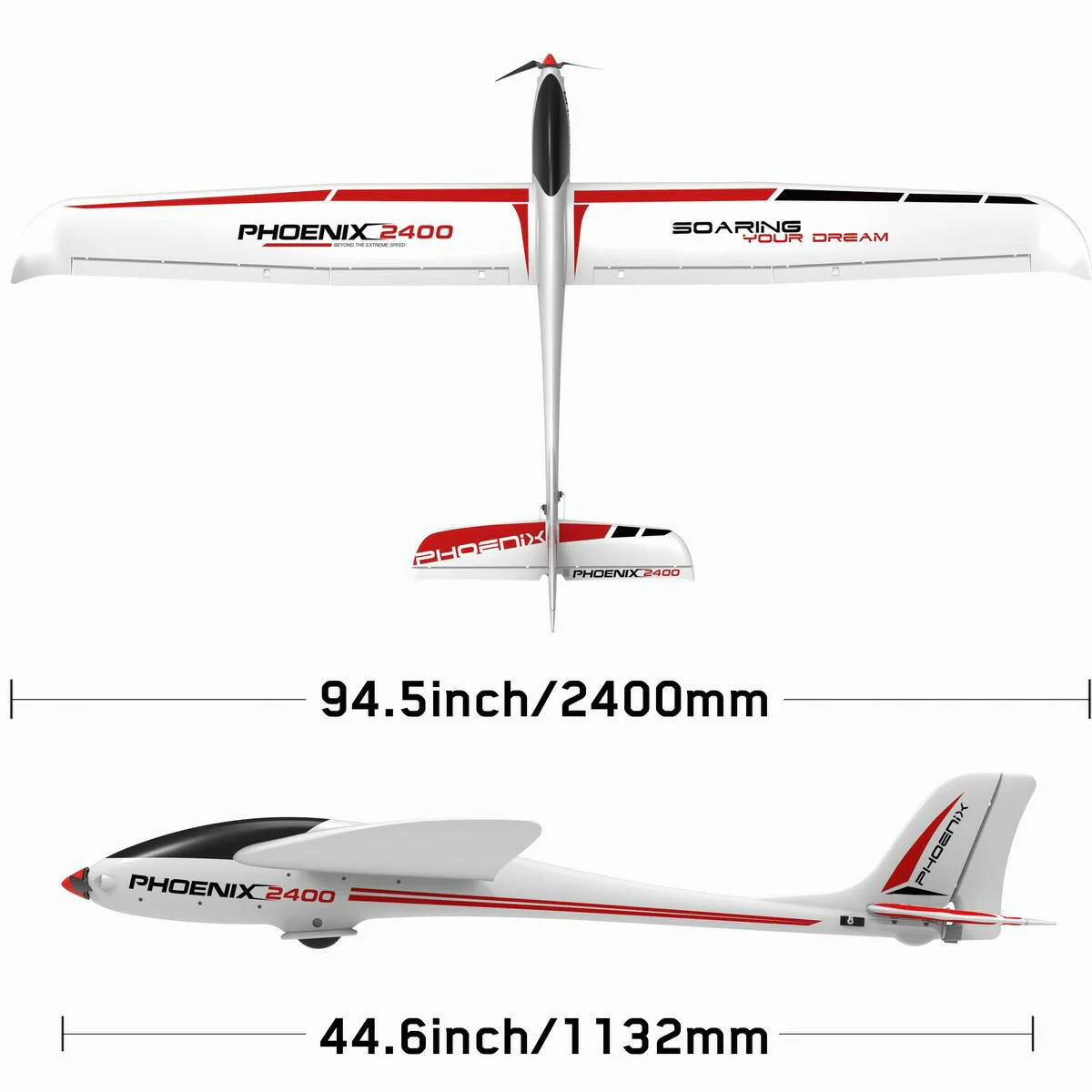 VOLANTEXRC Phoenix2400 PNP 2400mm RC Glider Plane 5CH 94.48''-75903