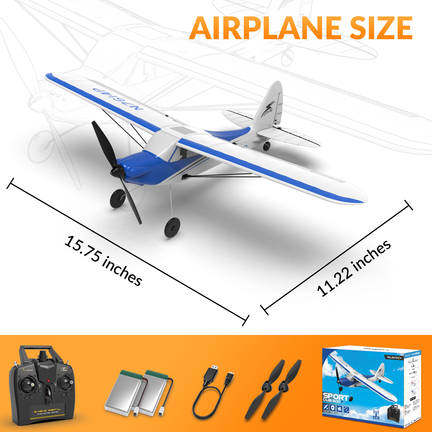 VOLANTEXRC Sport Cub 500mm RTF RC Trainer Airplane 4CH w/ Gyro 19.7''-76104