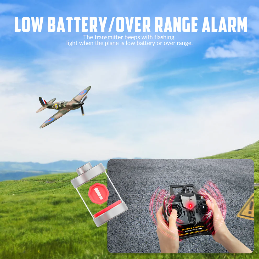 VOLANTEXRC Spitfire 400mm RTF RC Warbirds Mini RC Airplane 4CH 15.7''-76112