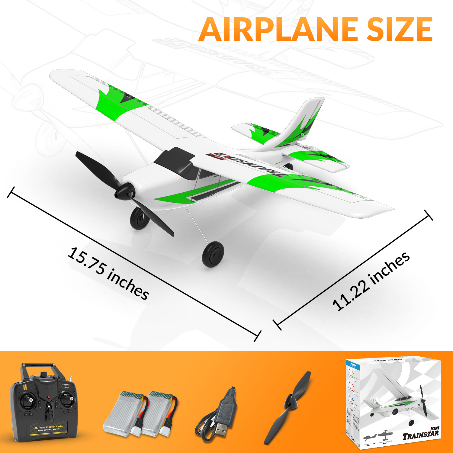 VOLANTEXRC Trainstar Mini 400mm RTF RC Trainer Airplane 3CH -76101